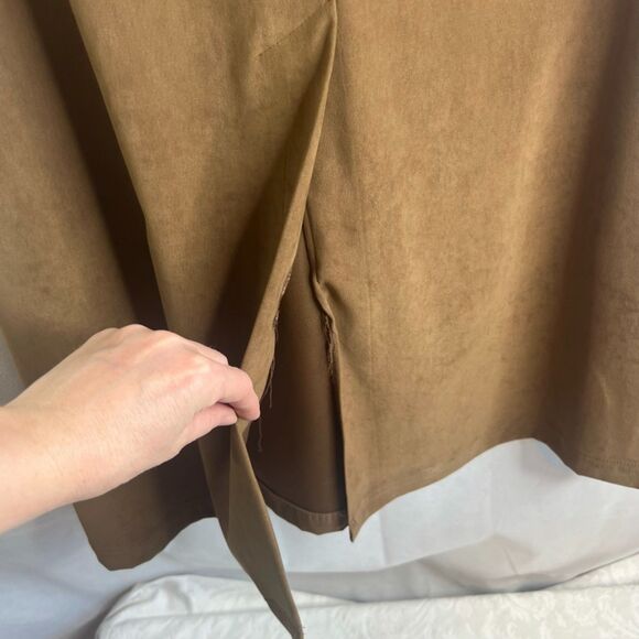 David Brooks Brown Vintage Maxi Faux Suede Aline Skirt Size 8 Neutral Minimalist - Picture 6 of 10